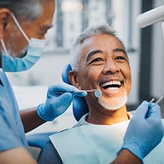 Man smiling during dental exam